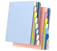HABGP 16Pcs/2 Set 3 Ring Binder Dividers with Tabs, 8 Color Tab Divders for 3 Ring Binder, Plastic Pastel Page Folder Dividers Sheet Protectors, Three Ring Binder Index Dividers for Notebook