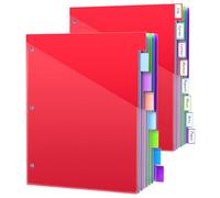 HABGP 16PCS/2 Set 3 Ring Binder Dividers with Tabs, Dividers with Clear Front Pockets for 3 Ring Binder Color Pages, 8 Tab Folder Dividers,Three Ring File Dividers with Tabs,Tabbed Index Dividers