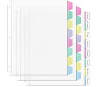 HABGP 24PCS/3 Set 3 Ring Clear Binder Dividers with Tabs, 8.5 x 11 8 Tabs Binder Dividers with Pockets, Clear Page Protectors Index Dividers for 3 Ring Binder, Heavy Duty Plastic Sheet Protectors