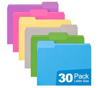 HABGP 30 Pcs Manilla Folders 8.5 x 11 Inch, 6 Colored File Folders Letter Size, 1/3-Cut Tab Paper Manila Filing Folders for School Business Office Documents Paper Files, Morandi 6 Color 30 Pcs