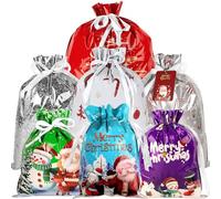habgp 35 Pcs Christmas Gift Bags, Christmas Drawstring Gift Bags Large Medium Small for Presents with 35 Pcs Tags, Assorted Sizes for Xmas Holiday Presents Wrapping, Festival Party Supplies