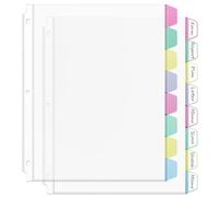 HABGP16PCS/2 Set 3 Ring Clear Binder Dividers with Tabs, 8.5 x 11 8 Tabs Binder Dividers with Pockets, Clear Page Protectors Index Dividers for 3 Ring Binder, Heavy Duty Plastic Sheet Protectors