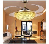 Habiba Ceiling Fan 42" Crystal Ceiling Fan Light，Modern Remote Control Retractable Blades Ceiling Fan，Living Room Bedroom Creative LED Chandelier Safe