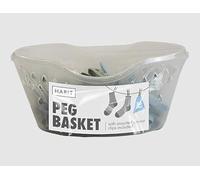 HABIT - 36 Plastic Clothes Pegs with Peg Basket for Washing Line with Hanger WeatherResistant Bucket with Drainage Holes | Convenient Laundry Hanging Solution