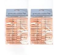 Habit 60 Wooden Pegs, Strong Grip, Everyday Use, Laundry Accessories, Ultra Strong Clothes Pegs, Garment Indoor/Outdoor Pegs, Resistant To Rust & Moisture, (Pack of 2)
