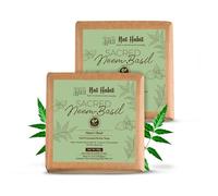 Habit Neem Basil Butter Soap|Cold Processed Ayurvedic Soap with Neem Actives|Antibacterial, Herbal Soaps for Bath|Anti-Inflammatory Handmade Neem Soap Bar|Essential Oils for Body Acne| 125g x 2