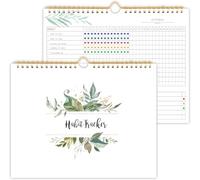 Habit Tracker Calendar- 12 Months Undated Daily Weekly & Monthly Period Habit Tracker Journal, Greenery Floral, Spiral Binding with Writable Goals Habits Track and Self Care Office Supplies. 8"x10"