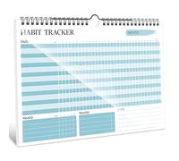 Habit Tracker Calendar, 24 Undated Monthly A4 Habit Tracker Pad, Wire-Bound Daily, Weekly, Monthly Habit Sections with Colorful Design for Productivity & Organisation, 160gsm Thick Paper (Blue)
