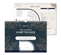 Habit Tracker Calendar, Undated 12 Monthly A4 Habit Tracker Pad, Wire-Bound Daily, Weekly, Monthly Habit Sections with Colorful Design for Productivity & Organisation, 200gsm Thick Paper