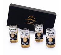 Habitage Upcycled Corona Extra Beer Glasses Set of 4 with Gift Box | Eco-Friendly Handcrafted Glassware | Ideal for Beer, Cocktails, Juices, Smoothies | Great for Gifting
