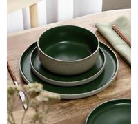 Habitat 12 Piece Raw Edge Speckle Stoneware Dinner Set-Green