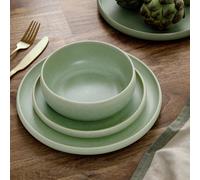 Habitat 12 Piece Reactive Stoneware Dinner Set - Green