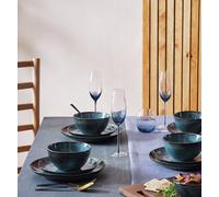 Habitat 12 Piece Reactive Stoneware Dinner Set - Navy