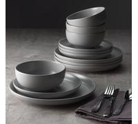 Habitat 12 Piece Stoneware Dinner Set - Matt Grey