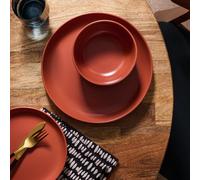 Habitat 12 Piece Stoneware Dinner Set - Rust