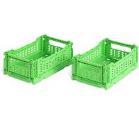 Habitat 2 x 3L Small Plastic Storage Folding Crates - Green