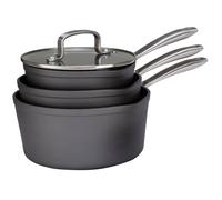 Habitat 3 Piece Hard Anodised Aluminium Saucepan Set