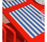 Habitat 60 Maubec Stripe Ribbed Set of 4 Placemats - Blue