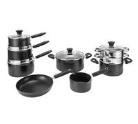 Habitat 9 Piece Aluminium Pan Set - Black