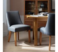 Habitat Alec Pair of Fabric Dining Chair - Charcoal