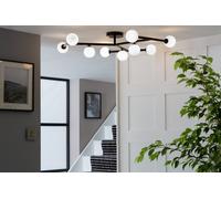 Habitat Alonso 9 Light Flush to Ceiling Light -Black & White