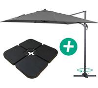 Habitat and Garden Garden Hanging Umbrella Alu "sun 3" - Square - 3 X 3 M - Grey - Slabs Included