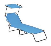 Habitat and Garden Lazy" Folding Sunlounger - With Sunshade - Blue