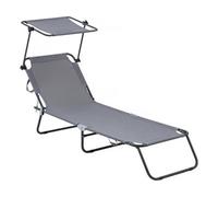 Habitat and Garden Lazy" Folding Sunlounger - With Sunshade - Grey