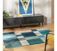 Habitat Archive Broken Stripe Blue Wool Rug - 120x170cm