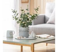 Habitat Artificial Green Eucalyptus in Matte Black Plant Pot - 48cm