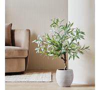 Habitat Artificial Green Olive Tree in White Resin Pot - 86cm