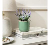 Habitat Artificial Lavender in Wavy Green Pot - 17cm