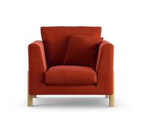 Habitat Aston Velvet Armchair - Burnt Orange - Ash Leg