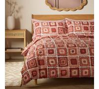 Habitat Autumnal Crochet Print Orange Bedding Set- Superking