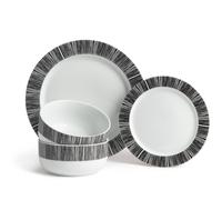 Habitat Black Dash 12 Piece Porcelain Dinner Set
