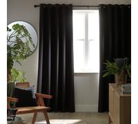 Habitat Blackout Plain Eyelet Curtains - Black