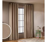 Habitat With Linen Blackout Eyelet Curtains-Stone- 168x183cm