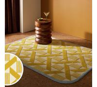 Habitat Blue Border Wool Cut Pile Rug - 160x230cm