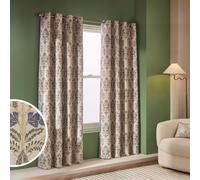 Habitat Blue Floral Blackout Jacquard Eyelet Curtains-Natural- 117x137cm