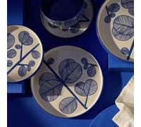Habitat Blue Leaf 12 Piece Stoneware Dinner Set- Blue