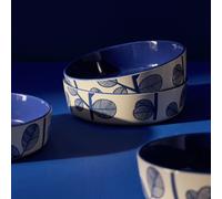 Habitat Blue Leaf 4 Piece Stoneware Pasta Bowls - Blue