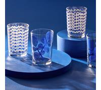 Habitat Blue Leaf & Wiggle Set of 6 Hi ball Glasses