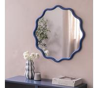 Habitat Blue Wavy Round Wall Mirror - 72x72cm