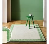 Habitat Bobbin Border Cream Wool Cut Pile Rug - 160x230cm