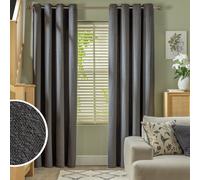 Habitat Boucle Blackout Eyelet Curtains - Dark Grey -117x137cm