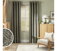 Habitat Boucle Blackout Eyelet Curtains - Green - 168x229cm