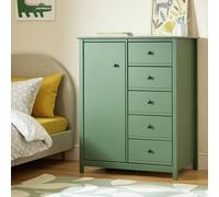 Habitat Brooklyn 1 Door 5 Drawer Short Wardrobe - Sage Green