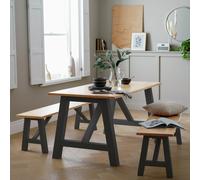 Habitat Burford Anthracite Dining Table & 2 Grey Benches