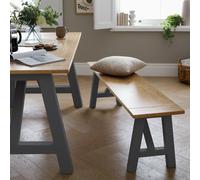 Habitat Burford Pair of Solid Wood Dining Benches -Dark Grey