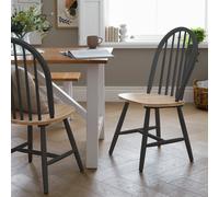 Habitat Burford Pair of Solid Wood Dining Chairs - Dark Grey